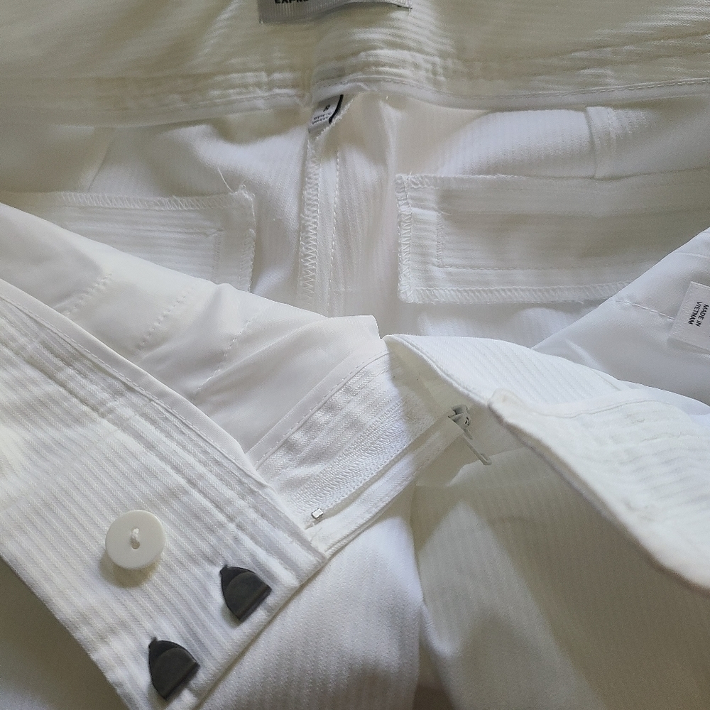Express Design Studio White Cropped Trouser Size 8 - Picture 6 of 7